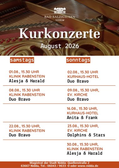Kurkonzerte 2026 - Kurkonzerte - August 2026 Kurkonzerte 2026 - Kurkonzerte - August 2026