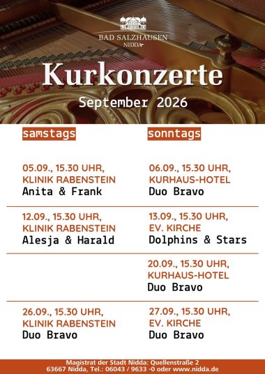Kurkonzerte 2026 - Kurkonzerte - September 2026 Kurkonzerte 2026 - Kurkonzerte - September 2026