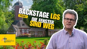 Titelbild mit Martin Guth und Trinkkuranlage im Hintergrund