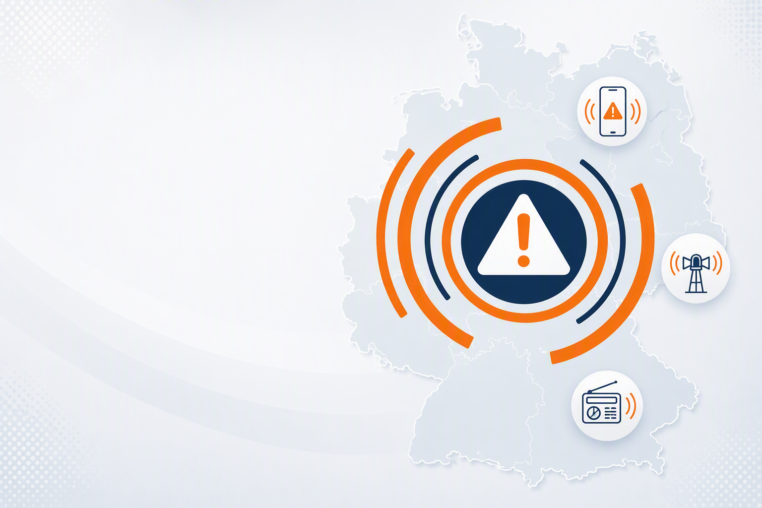 KI-Bild mit Deutschlandkarte und Warnsymbole