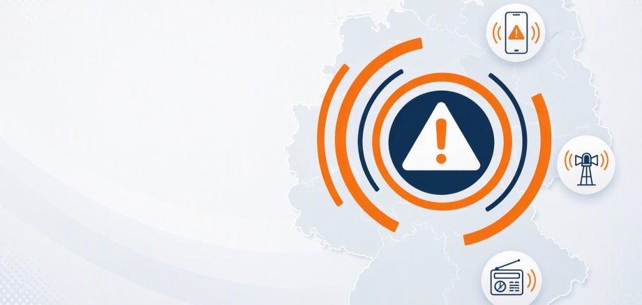 KI-Bild mit Deutschlandkarte und Warnsymbole
