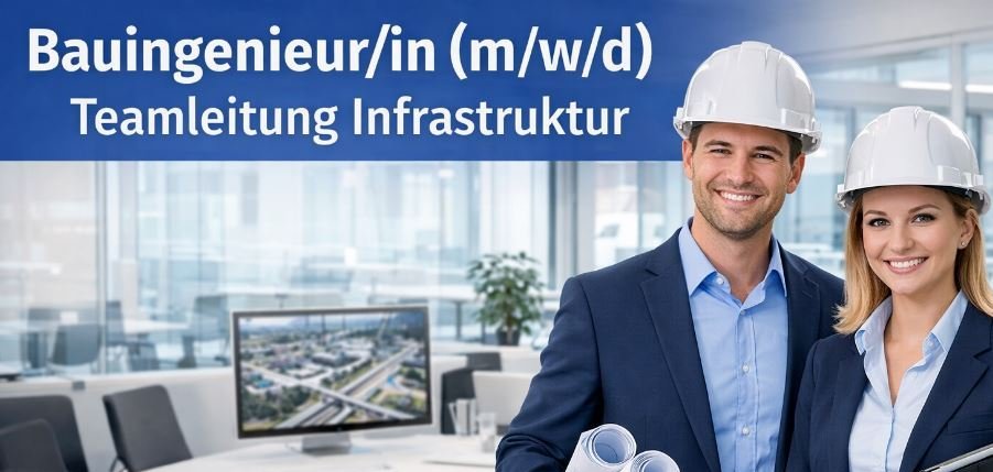 KI-generiertes Bild: 2 Mitarbeiter mit Helm vor einem Schreibtisch