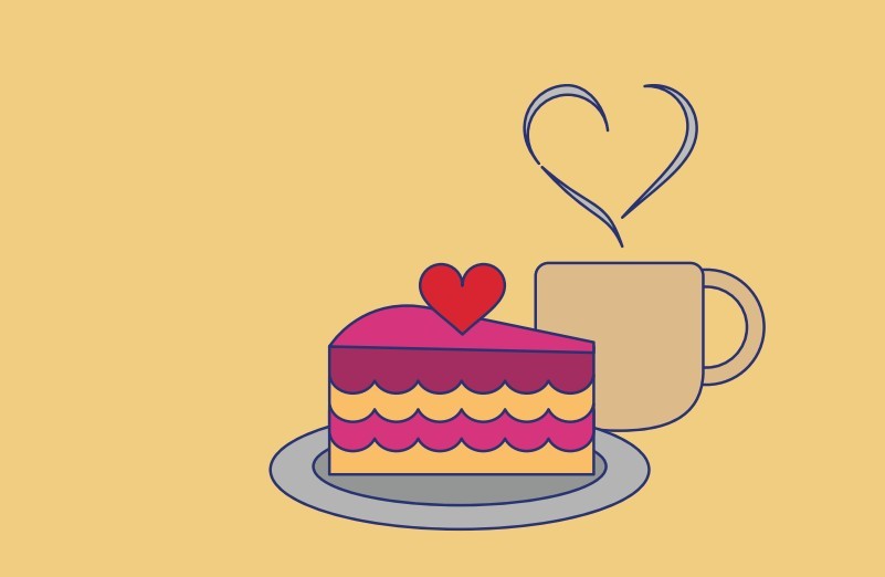 Grafik kaffee und kuchen