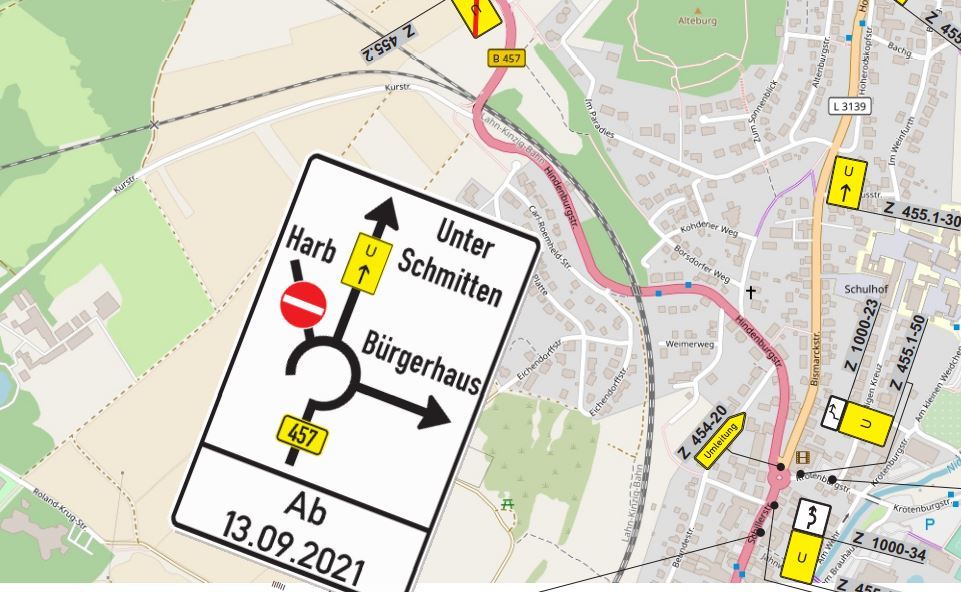 Plan rund um die Hindenburgstrasse