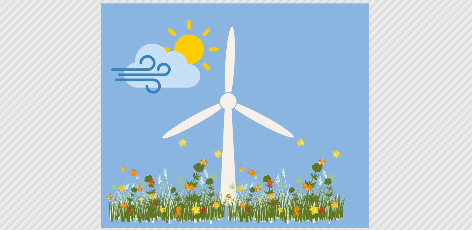 Grafik Windrad in Blumenwiese