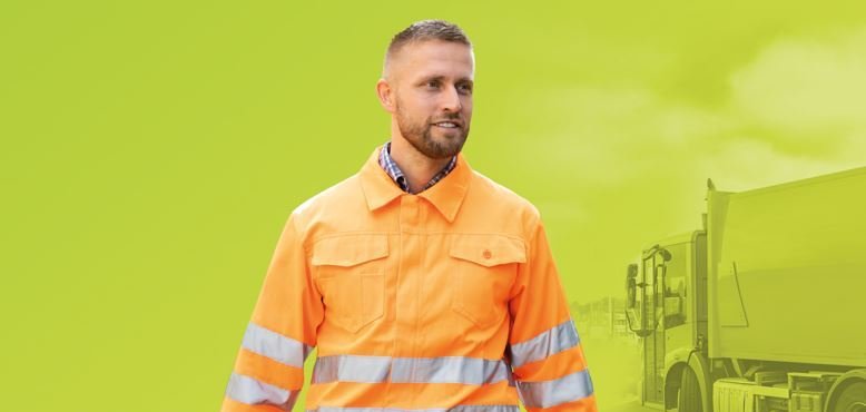 Foto Tonne, Arbeiter, Abfallwagen