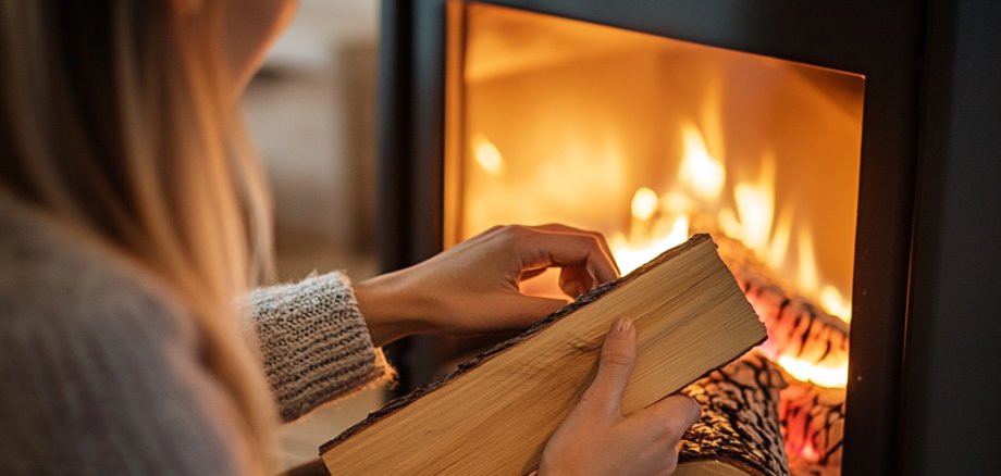 Foto: ein Ofen wird angezündet
