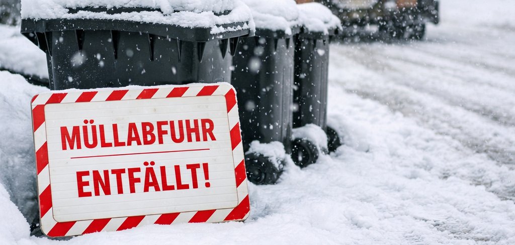Foto Schnee und Mülltonnen