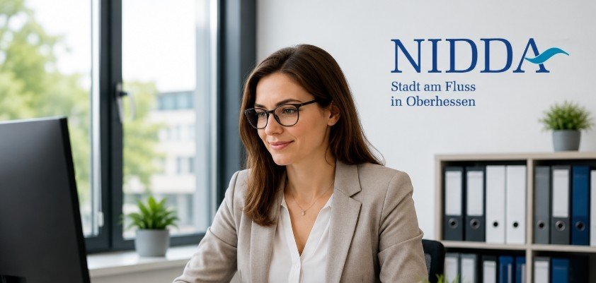 KI-Bild von Frau am Schreibtisch