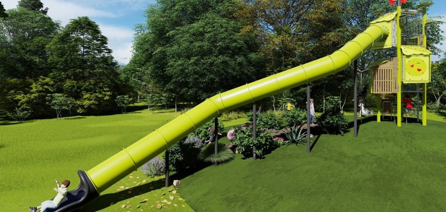Visualisierung Spielturm mit Röhrenrutsche