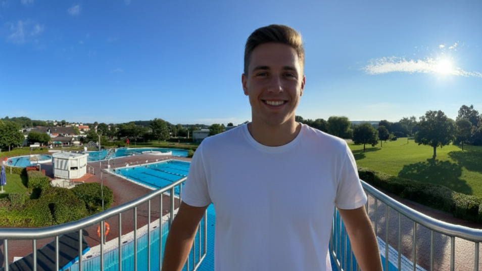 Foto vom 5 m Sprungbrett im Freibad Nidda